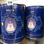 TWO BELLS SCOTCH WHISKY DECANTERS CELEBRATING 90TH BIRTHDAY OF QUEEN ELIZABETH THE QUEEN MOTHER