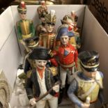 BOX CONTAINING POTTERY MILITARY FIGURES