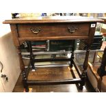 18TH CENTURY OAK SIDE TABLE WITH LATER CARVED TOP AND ALTERATIONS