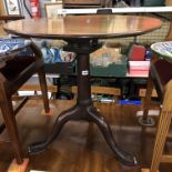 GEORGE III MAHOGANY CIRCULAR TRIPOD TABLE ON BIRD CAGE COLUMN