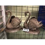 PAIR OF METAL SWAN VESTAS