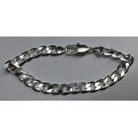 SILVER FLAT CURB LINK BRACELET WITH LOBSTER CLAW CLASP