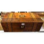 VICTORIAN WALNUT AND TUMBRIDGEWARE BANDED WRITING BOX