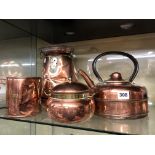 COPPER KETTLE, PAIL, TWO PINT TANKARD,