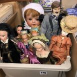 PORCELAIN HEADED DOLL AND VARIOUS COSTUME DOLLS