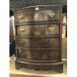 MAHOGANY BOW FRONTED FOUR DRAWER CHEST
