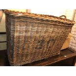 LARGE WICKER WORK LAUNDRY BASKET