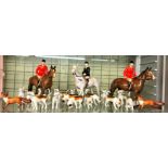 BESWICK GLOSS EQUESTRIAN HUNT FIGURES FOX AND HOUNDS