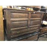 18TH CENTURY OAK FIELDED PANEL MULE CHEST