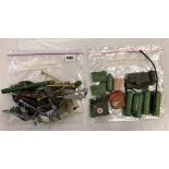 BAG OF ACTION MAN RELATED FIREARMS, MORTARS AND EQUIPMENT SUCH AS BACKPACKS, CANISTERS, ETC.