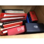 BOX CONTAINING STAMP ALBUMS AND RELATED ITEMS