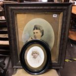 OVAL PHOTOGRAPHY PORTRAIT OF A FEMALE IN OAK GLAZED FRAME AND ONE OTHER