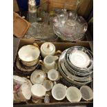 BOX CONTAINING CZECH COFFEE SERVICE, VARIOUS DINNER PLATES,