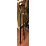 SILVER BANDED WALKING CANE,