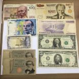 PACK OF BANK NOTES, BELGIUM, ITALY, US DOLLARS,