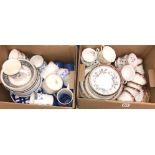 TWO BOXES CONTAINING ROYAL ALBERT BRIGADOON BONE CHINA TEA SET,