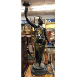 CAST METAL BLACKAMOOR FIGURE CONVERTED FOR ELECTRICITY