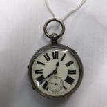 SILVER CASED POCKET WATCH WITH SUBSIDIARY DIAL,