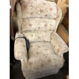 CREAM FLORAL ELECTRIC RECLINING ARMCHAIR