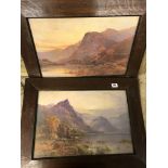 PAIR OF HIGHLAND PRINTS AFTER DE BREANSKI IN OAK FRAMES