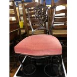 EDWARDIAN MAHOGANY CARVED BACK UPHOLSTERED NURSING CHAIR