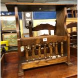 OLD MILL OAK SPINDLE RAIL MAGAZINE TABLE AND UPHOLSTERED PIANO STOOL