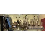 SHELF OF EPNS CRUET SETS, CONDIMENT BOTTLE,