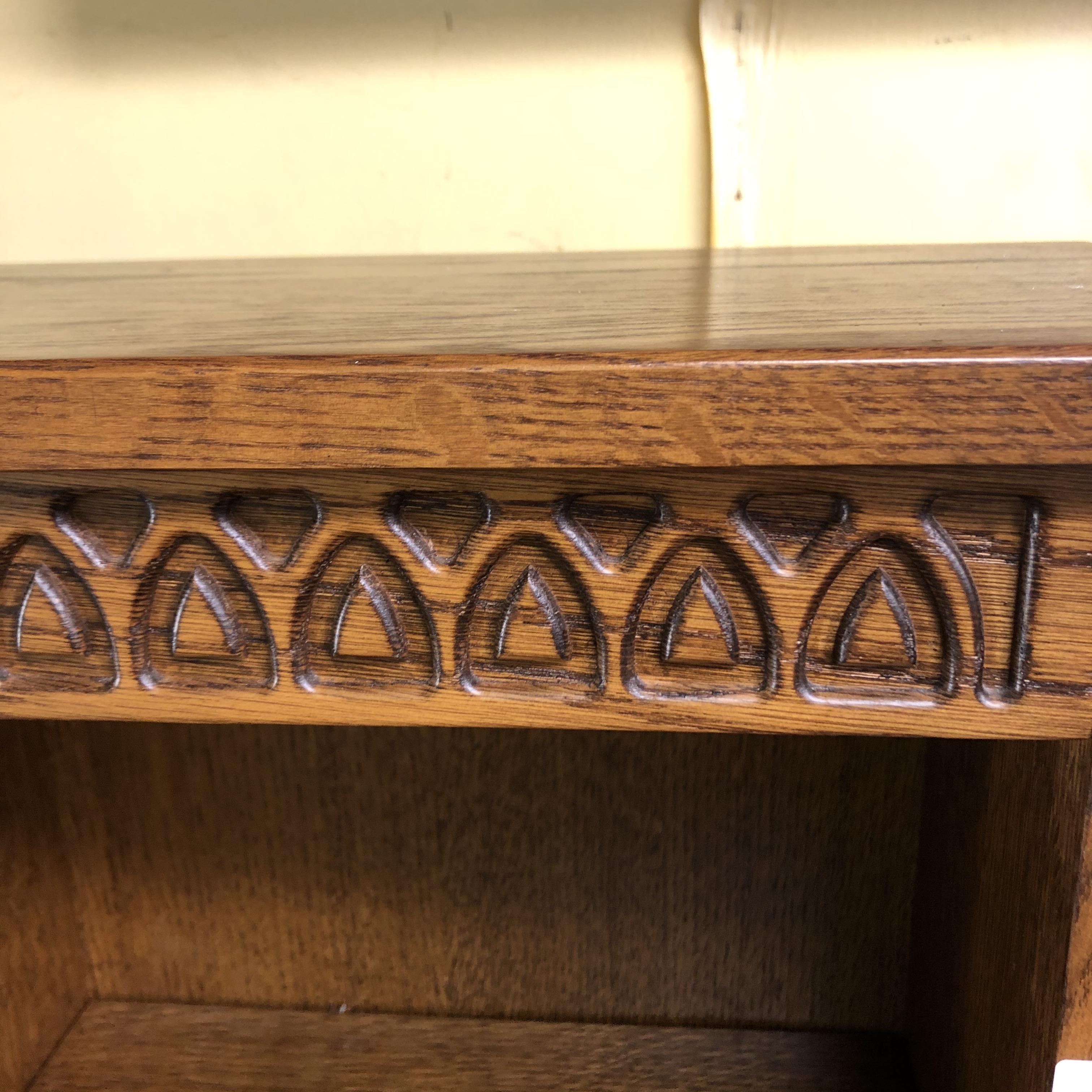 SMALL CARVED OAK BOOKCASE - Image 2 of 2