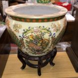 REPRODUCTION CHINESE FISH BOWL ON STAND