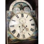 GEORGE III MAHOGANY CROSS BANDED AND INLAID LONG CASE CLOCK WITH PAINTED ARCHED MOON ROLLER PHASE