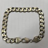 SILVER FLAT CURB LINK BRACELET WITH LOBSTER CLAW CLASP