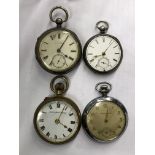 TWO SILVER CASED POCKET WATCHES, PRESTIGE BASE METAL WATCH,