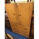 MID 20TH CENTURY OAK AND WALNUT TALL BOY CHEST