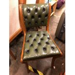 BOTTLE GREEN LEATHER REGENCY STYLE SABRE LEG DESK CHAIR