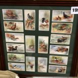 TWO FRAMED PLAYER CIGARETTE CARDS OF CARS AND WILD BIRDS