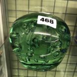 GREEN BUBBLE GLASS DUMP PAPER WEIGHT