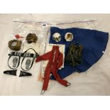 BAG CONTAINING ACTION MAN PARACHUTE SUIT AND EQUIPMENT AND THE DEEP SEA DIVING SUIT OUTFIT