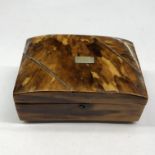 19TH CENTURY TORTOISESHELL PIQUE RECTANGULAR BOX