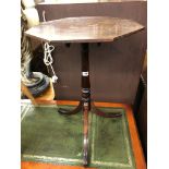 REGENCY TILT OCTAGONAL MAHOGANY TOP TRIPOD WINE TABLE