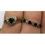 9CT GOLD HEART SHAPED ILLUSION SET RING SIZE L 1.5G APPROX, 9CT GOLD EIGHT STONE RING SIZE Q 1.