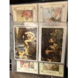 BLUE BINDER OF 50 PICTURE POSTCARDS INCLUDING PRE RAPHAELITE PAINTING SERIES AND CICELY MARY BARKER,