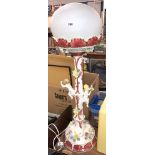 ITALIANATE CHERUB FLORAL ENCRUSTED PEDESTAL LAMP