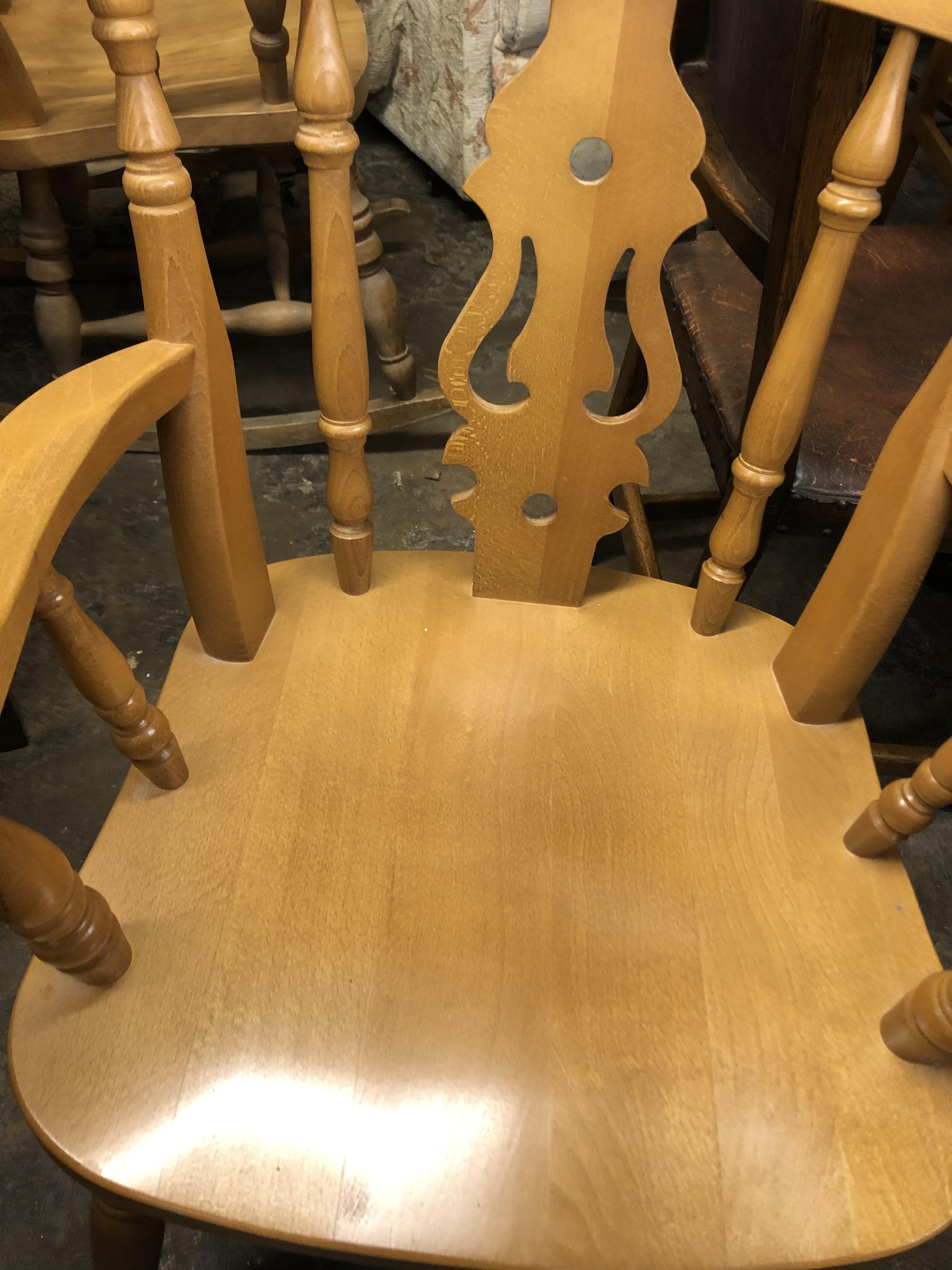 BEECH SPINDLE AND FIDDLE BACK SPLAT ELBOW CHAIR - Image 2 of 2