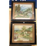 PAIR OF WATER COLOURS OF RURAL LANDSCAPES FRAMED AND GLAZED