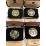 THREE CASED POBJOY MINT PROOF ISLE OF MAN BICENTENARY OF AMERICAN INDEPENDENCE ONE CROWNS LIMITED