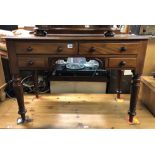 VICTORIAN MAHOGANY DRESSING TABLE FITTED WITH TWO LONG AND TWO SHORTER DRAWERS