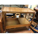 1970S TEAK TROLLEY TABLE WITH DRAWER