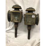 PAIR OF VINTAGE BLACKENED CARRIAGE LANTERNS