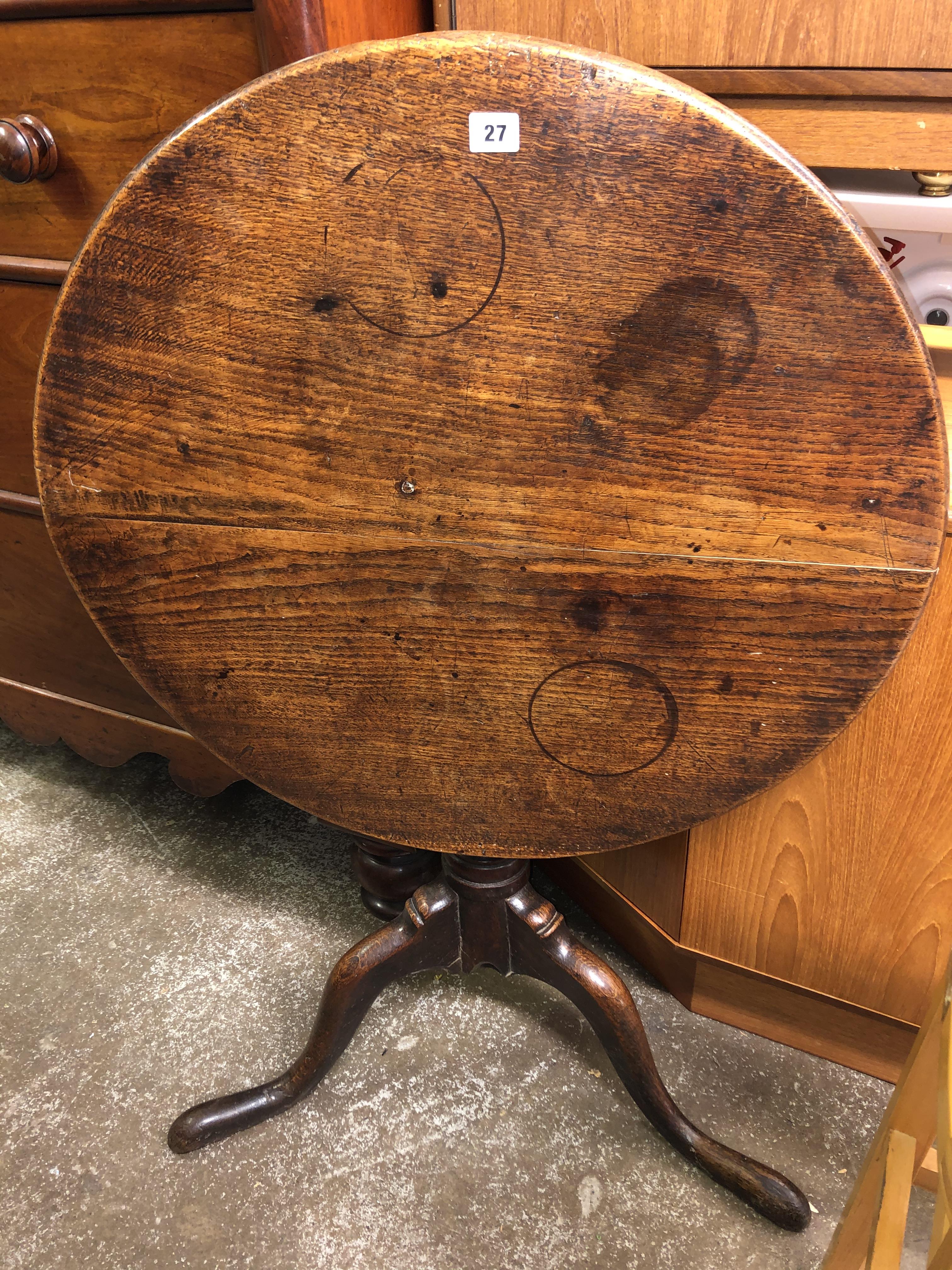 GEORGE III OAK TILT TOP TRIPOD TABLE