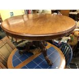 VICTORIAN MAHOGANY CIRCULAR TILT TOP SMALL BREAKFAST TABLE ON TRIPOD BASE